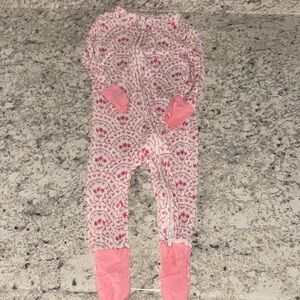 Posh Peanut Bamboo Pink Hearts and Floral  H Patterned pajama -9/12 m